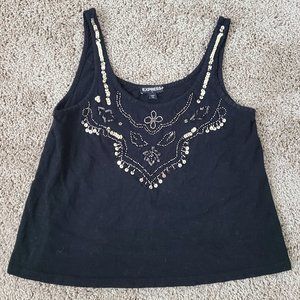 Black Gold Sequin Beaded Tank